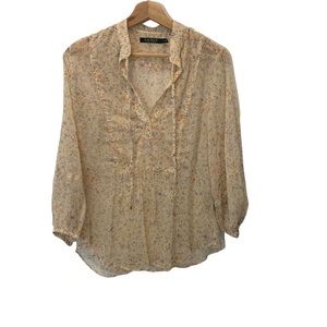 Lauren by Ralph Lauren Sheer Floral Pop Over Blouse in Womens Medium
